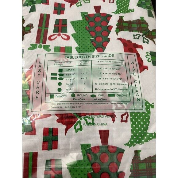 Scottish Terrier Christmas Tablecloth Scottie Dog Holiday Flannel Back Vinyl - Picture 4 of 4